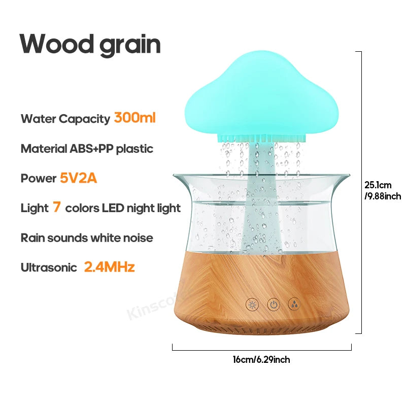 Rain Cloud Air Humidifiers 300ml with 7 Colors Mood Light Aroma Diffuser