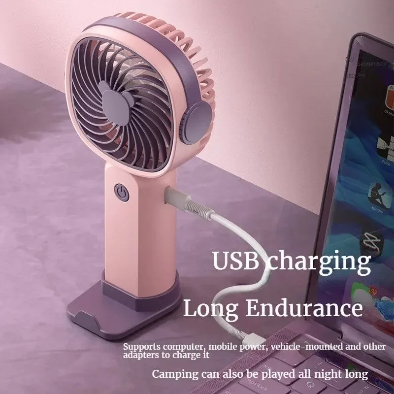 Mini USB Handheld Fan, Multi-Functional, Desktop with Stand, Electric, Portable.