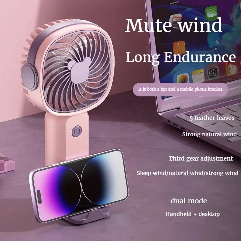 Mini USB Handheld Fan, Multi-Functional, Desktop with Stand, Electric, Portable.