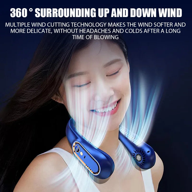 Hanging Neck Fan Digital Display Power Ventilador Bladeless Neckband Fan