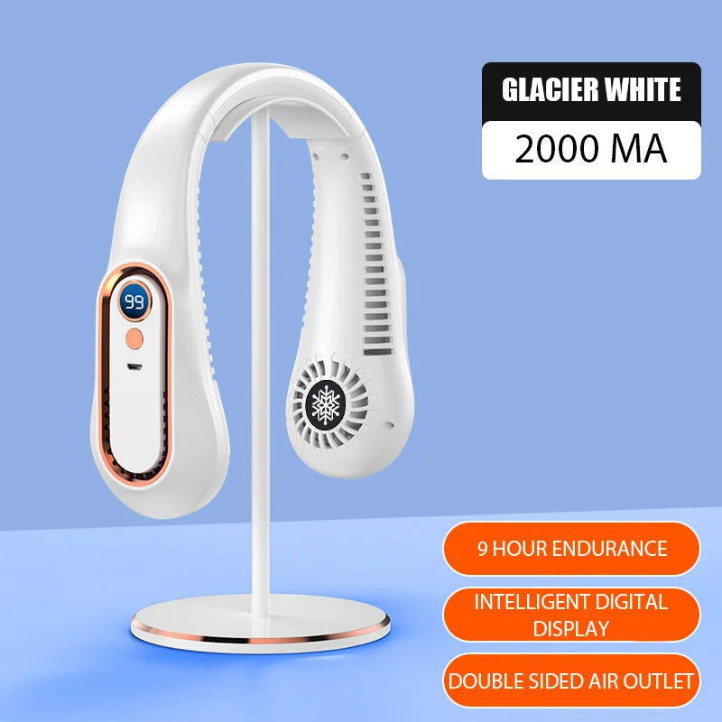 Hanging Neck Fan Digital Display Power Ventilador Bladeless Neckband Fan